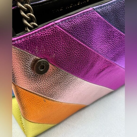 🆕 KURT GEIGER LONDON 🧿 NWOT Leather Kensington Shoulder Bag, Metallic Rainbow - Picture 14 of 16
